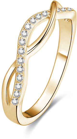 Beneto Pozlacený stříbrný prsten s krystaly AGG192 54 mm - Prsteny Prsteny s kamínkem
