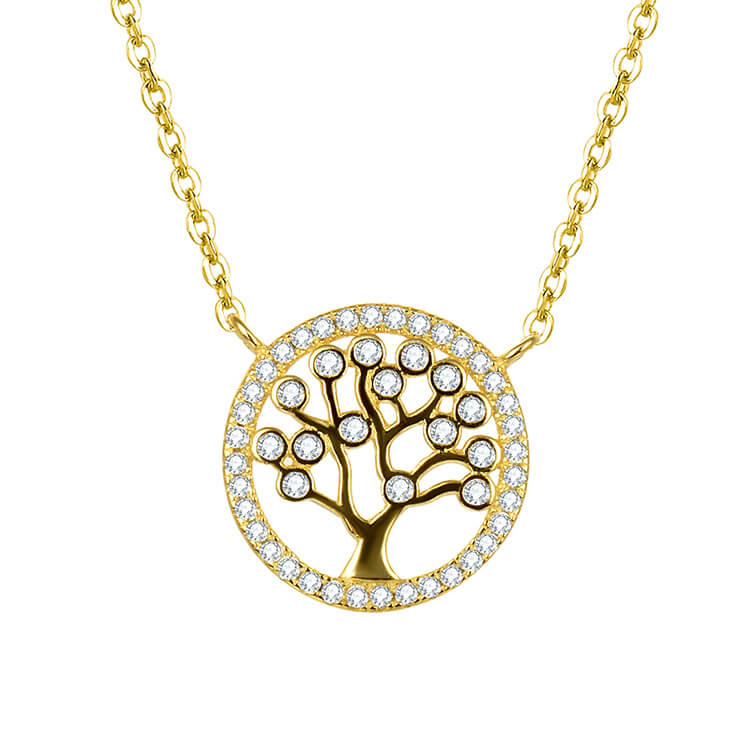 Beneto Pozlacený stříbrný náhrdelník se stromem života AGS360/47-GOLD - Náhrdelníky