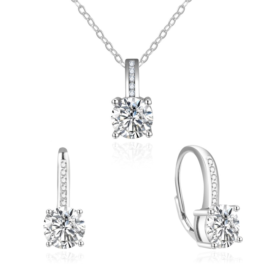 Beneto Půvabná souprava šperků se zirkony AGSET362R (přívěsek, řetízek, náušnice) - Sety šperků Soupravy šperků
