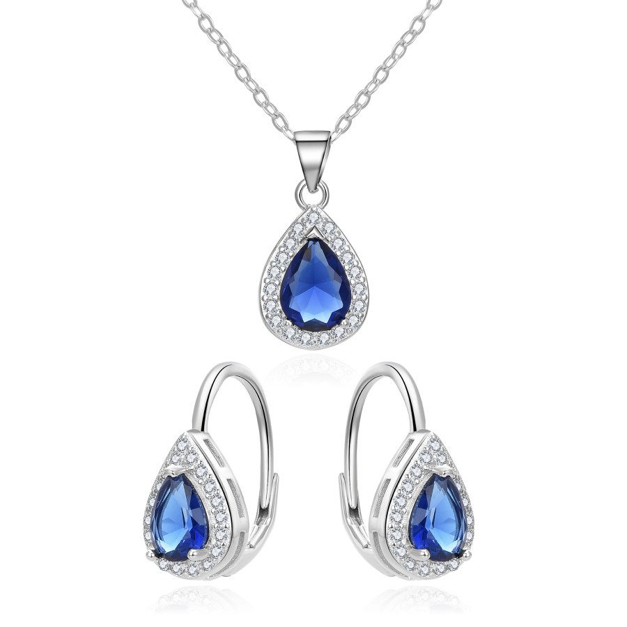 Beneto Půvabná stříbrná souprava šperků se zirkony AGSET361R (přívěsek, řetízek, náušnice) - Sety šperků Soupravy šperků
