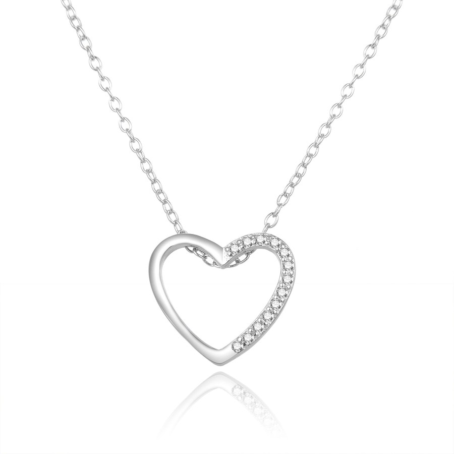 Beneto Romantický stříbrný náhrdelník se zirkony AGS1109/47L (řetízek, přívěsek) - Náhrdelníky