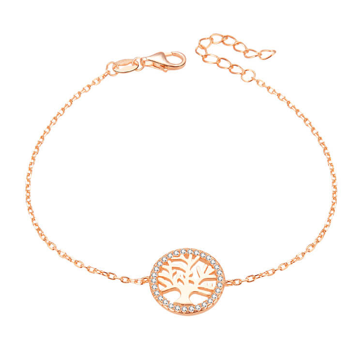 Beneto Růžově pozlacený stříbrný náramek se stromem života AGB485/20-ROSE - Náramky Náramky se symboly