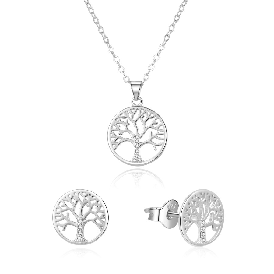 Beneto Stříbrná souprava šperků strom života AGSET214R (náhrdelník, náušnice) - Náušnice Pecky
