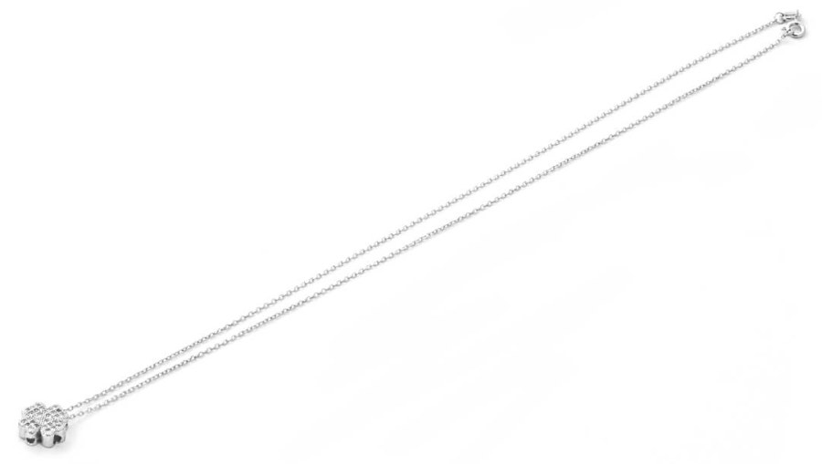 Beneto Stříbrný náhrdelník Čtyřlístek se zirkony AAGS162/45 (řetízek, přívěsek) - Náhrdelníky