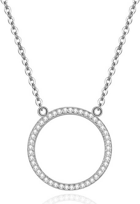 Beneto Stříbrný náhrdelník s kruhovým přívěskem AGS1224/47 - Náhrdelníky