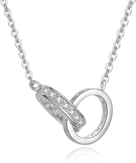 Beneto Stříbrný náhrdelník s propojenými kroužky AGS1228/47 - Náhrdelníky