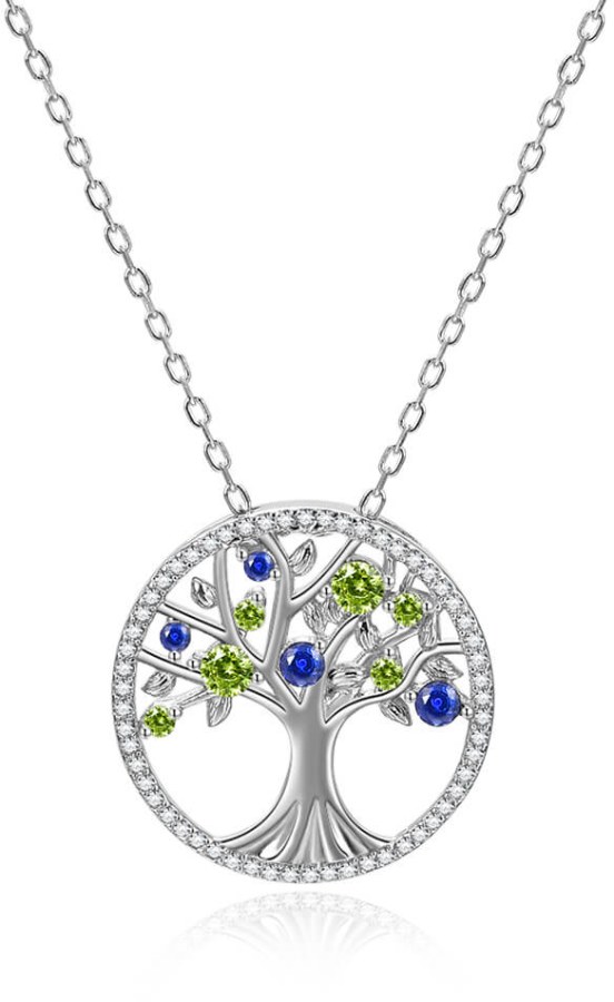 Beneto Stříbrný náhrdelník s třpytivými zirkony Strom života AGS1232/47 - Náhrdelníky