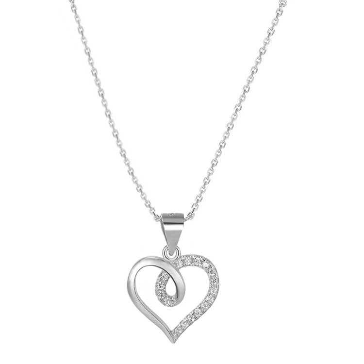 Beneto Stříbrný náhrdelník se srdíčkem AGS495/47 (řetízek, přívěsek) - Náhrdelníky
