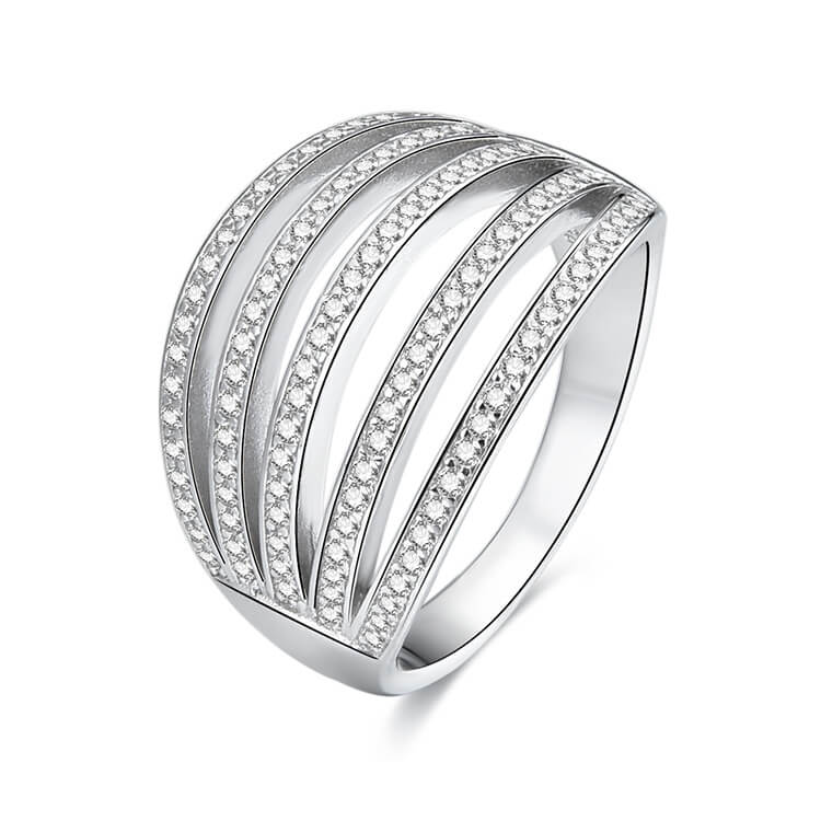 Beneto Stříbrný prsten se zirkony AGG338 50 mm - Prsteny Prsteny s kamínkem
