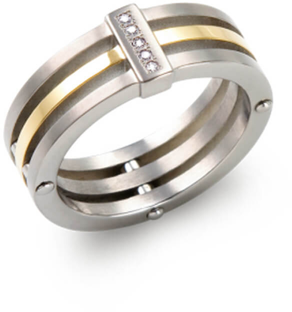 Boccia Titanium Pozlacený titanový prsten s diamanty 0126-02 53 mm - Prsteny Prsteny s kamínkem