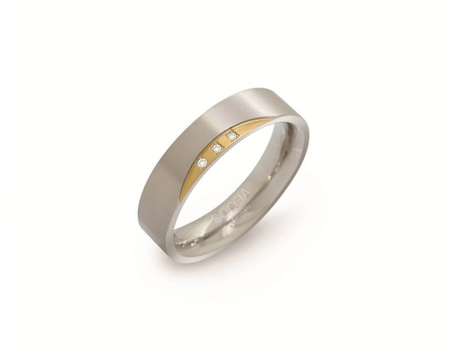 Boccia Titanium Pozlacený titanový prsten s diamanty 0138-04 57 mm