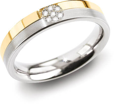 Boccia Titanium Úžasný prsten z titanu s diamanty 0129-06 49 mm - Prsteny Snubní prsteny Snubní prsteny s kamínkem