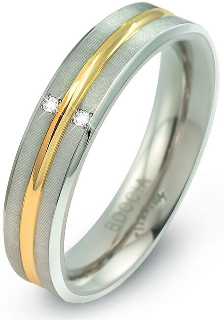 Boccia Titanium Titanový bicolor prsten s brilianty 0144-01 49 mm - Prsteny Snubní prsteny Snubní prsteny s kamínkem