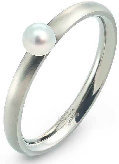Boccia Titanium Titanový prsten s perličkou 0145-01 50 mm - Prsteny Prsteny s kamínkem