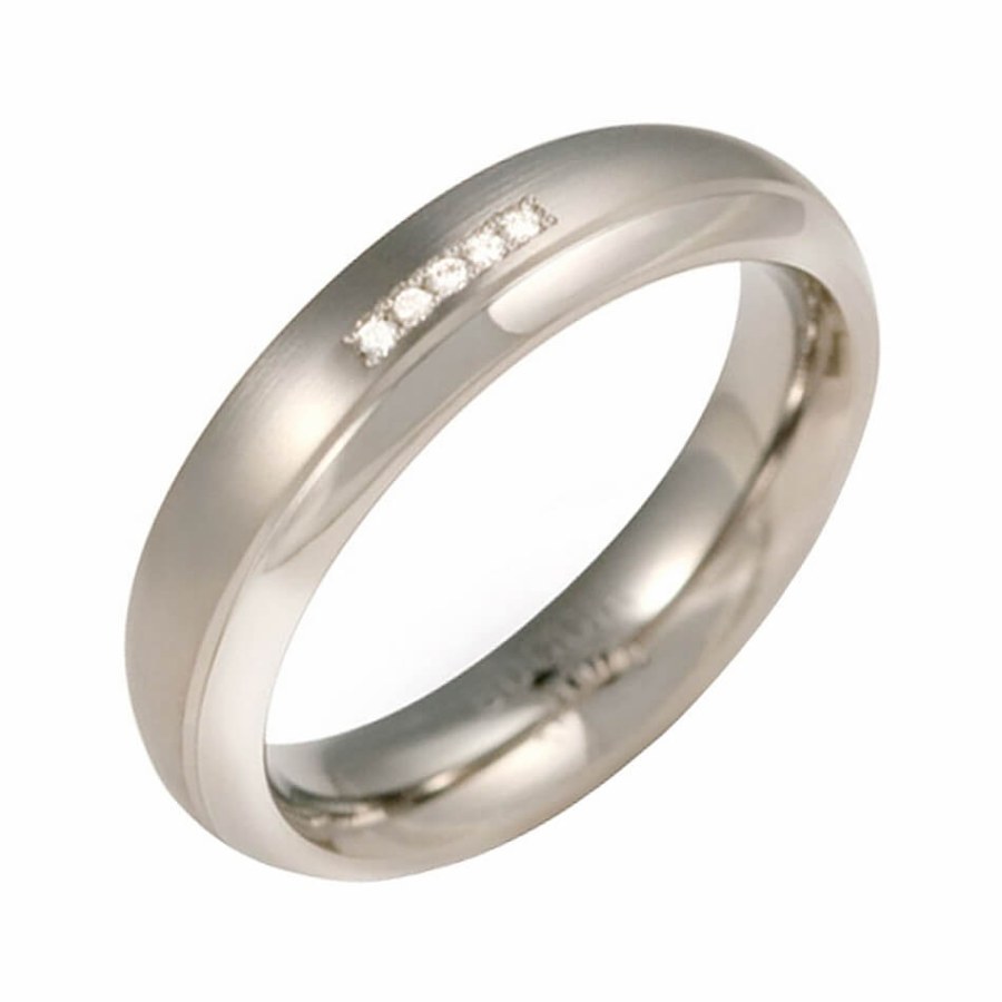 Boccia Titanium Titanový snubní prsten s diamanty 0130-09 57 mm - Prsteny Snubní prsteny Snubní prsteny s kamínkem