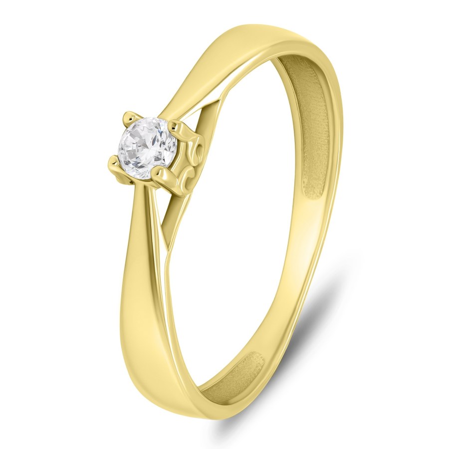 Brilio Nadčasový zásnubní prsten ze žlutého zlata GR114YAU 58 mm - Prsteny Prsteny s kamínkem