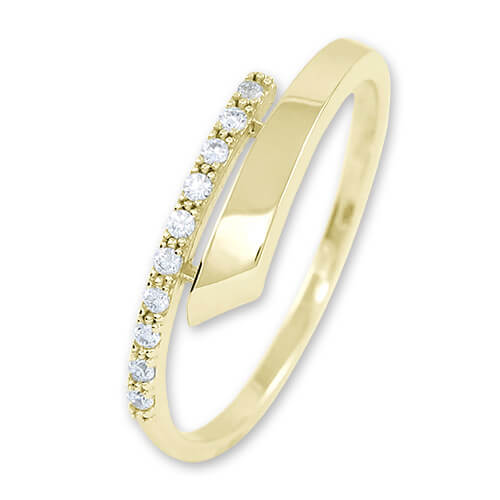 Brilio Něžný dámský prsten ze žlutého zlata s krystaly 229 001 00857 53 mm - Prsteny Prsteny s kamínkem
