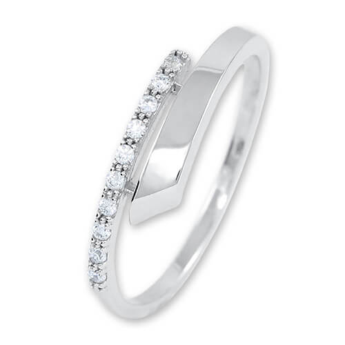 Brilio Něžný dámský prsten z bílého zlata s krystaly 229 001 00857 07 55 mm - Prsteny Prsteny s kamínkem