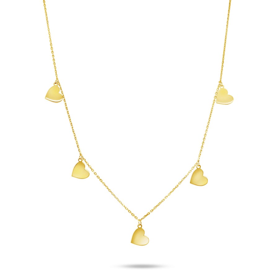 Brilio Něžný náhrdelník ze žlutého zlata se srdíčky NCL062AUY - Náhrdelníky