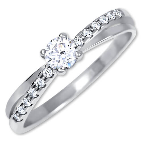 Brilio Půvabný prsten s krystaly z bílého zlata 229 001 00810 07 57 mm