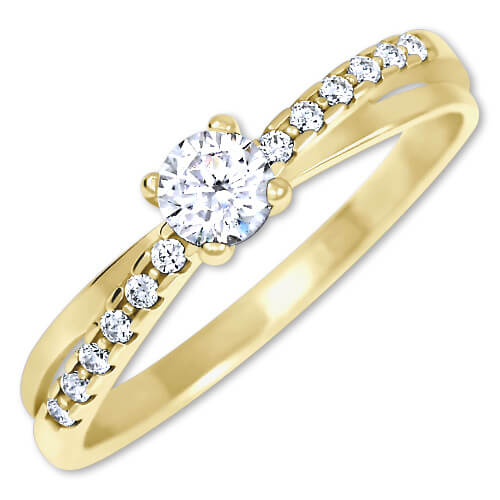 Brilio Půvabný prsten s krystaly ze zlata 229 001 00810 54 mm - Prsteny