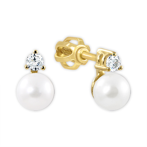 Brilio Romantické zlaté náušnice s pravou perlou 745 235 001 00101 0000000 - Náušnice Pecky