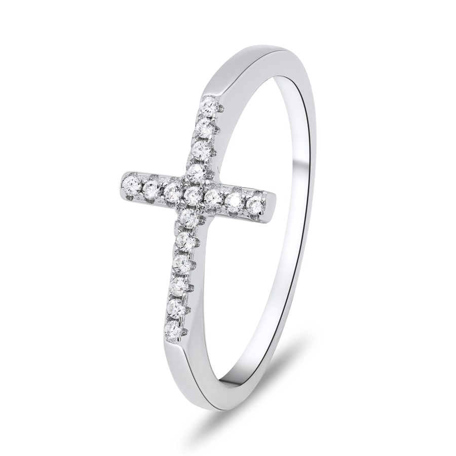 Brilio Silver Blýštivý dámský prsten s čirými zirkony RI017W 50 mm - Prsteny Prsteny s kamínkem