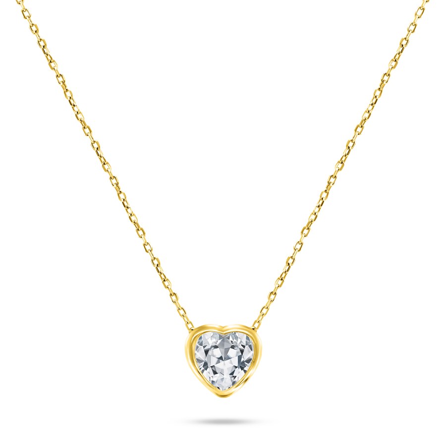 Brilio Silver Blyštivý pozlacený náhrdelník se třpytivým srdíčkem NCL69Y - Náhrdelníky