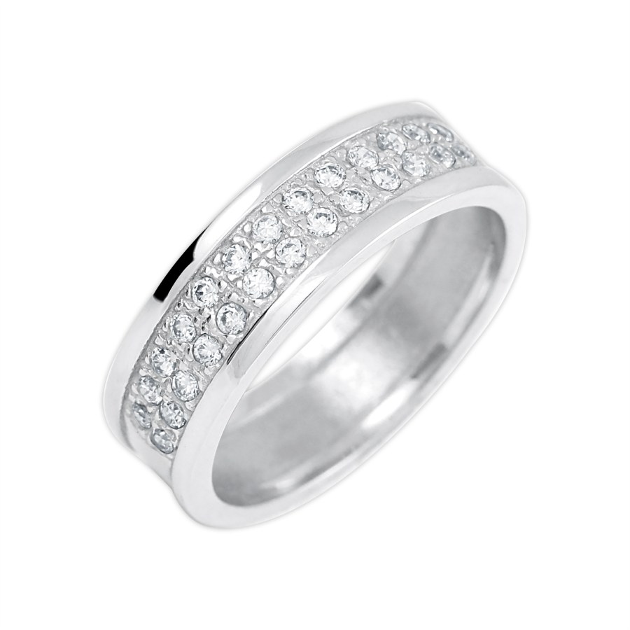 Brilio Silver Blyštivý prsten se zirkony 426 001 00514 04 50 mm - Prsteny Prsteny s kamínkem