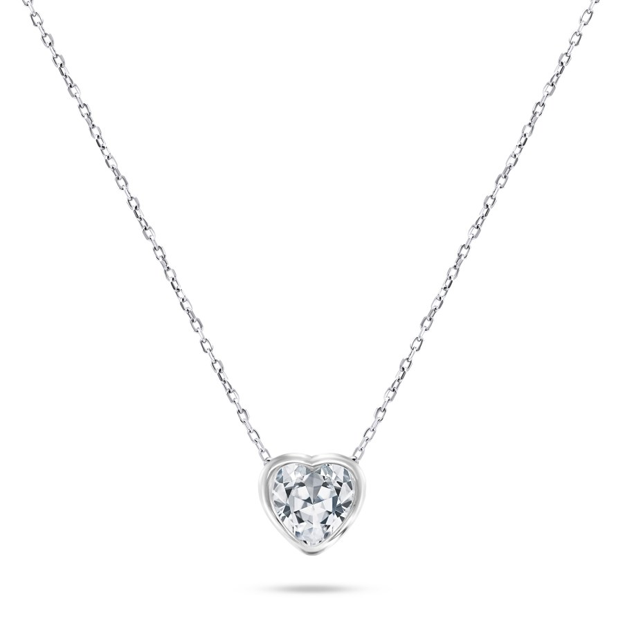 Brilio Silver Blyštivý stříbrný náhrdelník se třpytivým srdíčkem NCL69W - Náhrdelníky