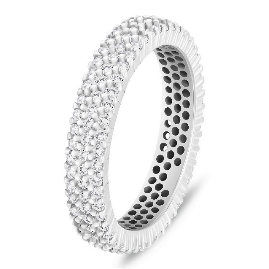 Brilio Silver Blyštivý stříbrný prsten s čirými zirkony RI117W 56 mm - Prsteny Prsteny s kamínkem