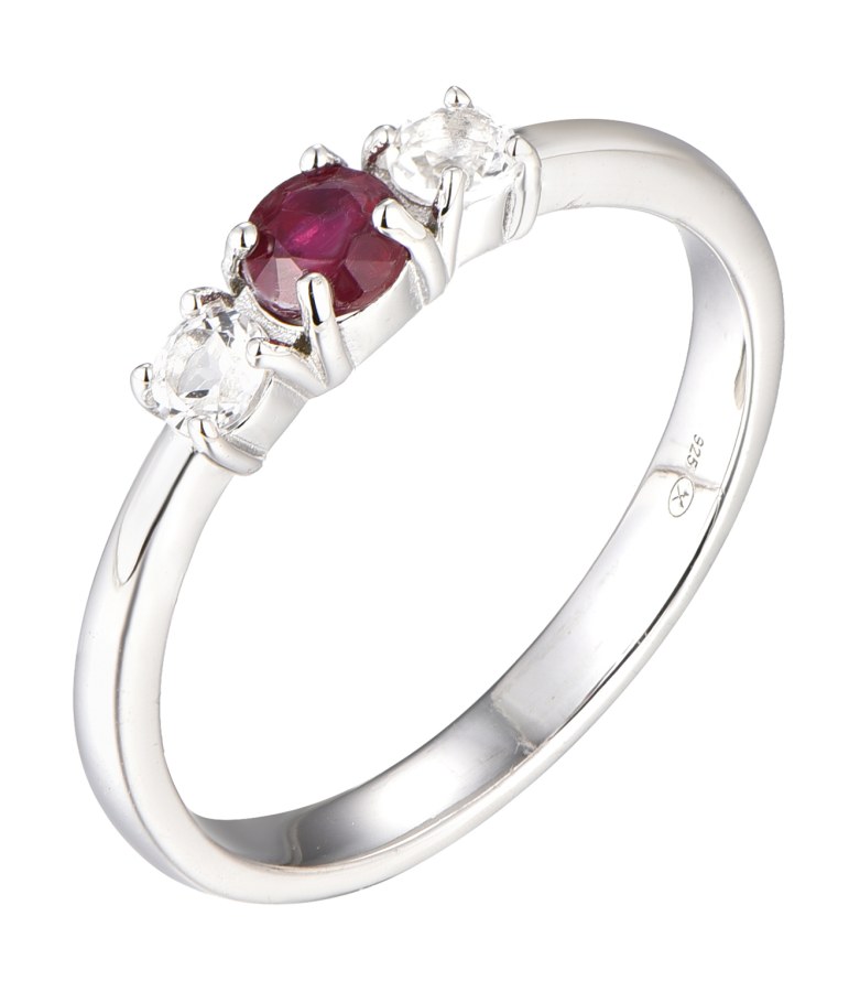 Brilio Silver Blýštivý stříbrný prsten s rubínem Precious Stone SR09003C 50 mm - Prsteny Prsteny s kamínkem