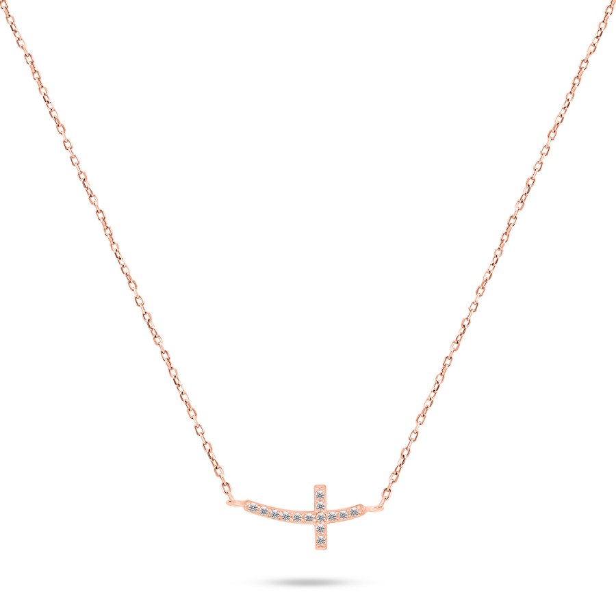 Brilio Silver Bronzový náhrdelník Křížek se zirkony NCL57R - Náhrdelníky