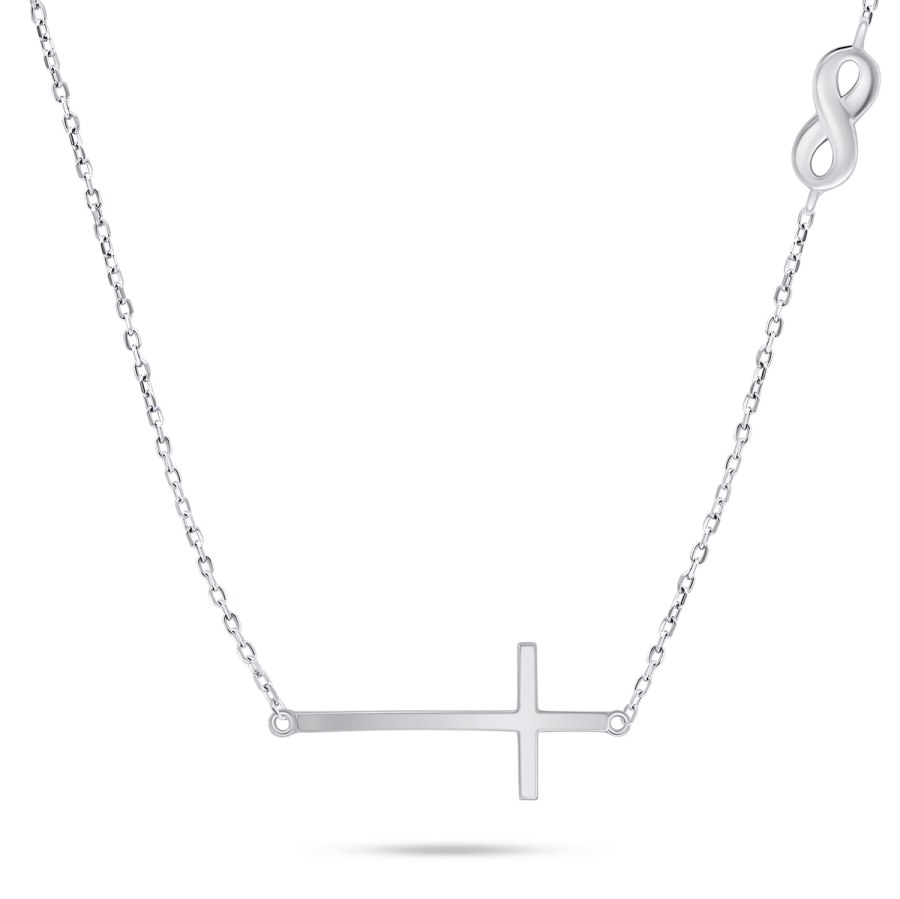 Brilio Silver Dámský stříbrný náhrdelník s křížem NCL89W - Náhrdelníky