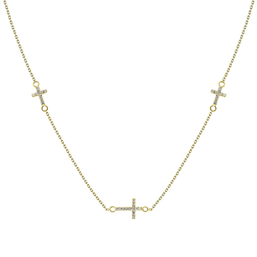 Brilio Silver Elegantní pozlacený náhrdelník se zirkony NCL27Y - Náhrdelníky
