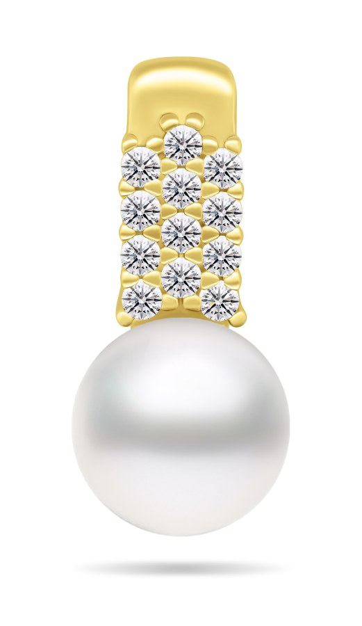Brilio Silver Elegantní pozlacený přívěsek s pravou perlou a zirkony PT94Y - Přívěsky a korálky