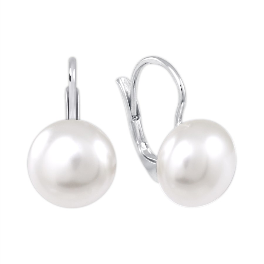 Brilio Silver Elegantní stříbrné náušnice se syntetickou perlou 438 001 01234 0400000 - Náušnice Visací náušnice