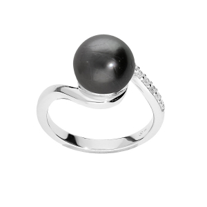 Brilio Silver Elegantní stříbrný prsten s pravou tahitskou perlou TA/SR05575A 54 mm - Prsteny Prsteny s kamínkem