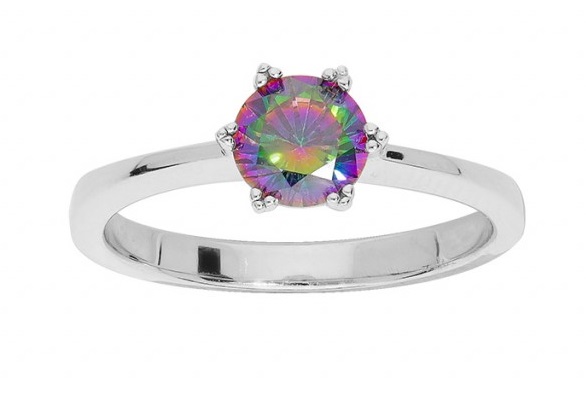 Brilio Silver Elegantní stříbrný prsten s topazem Mystic Stone SR05733B 50 mm - Prsteny Prsteny s kamínkem