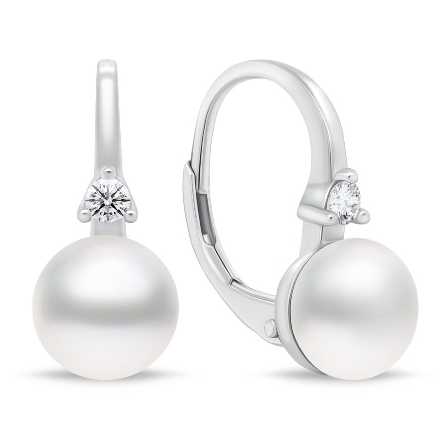 Brilio Silver Jemné stříbrné náušnice s perlami EA955W - Náušnice Visací náušnice
