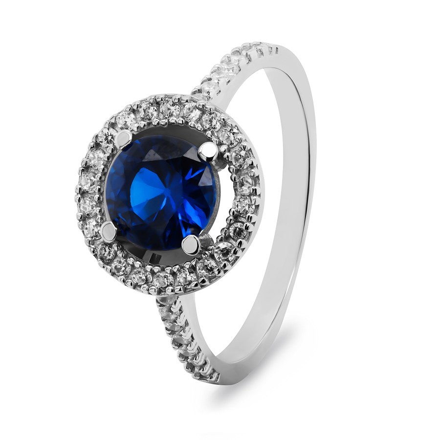 Brilio Silver Luxusní stříbrný prsten s modrým zirkonem RI031W 52 mm - Prsteny Prsteny s kamínkem