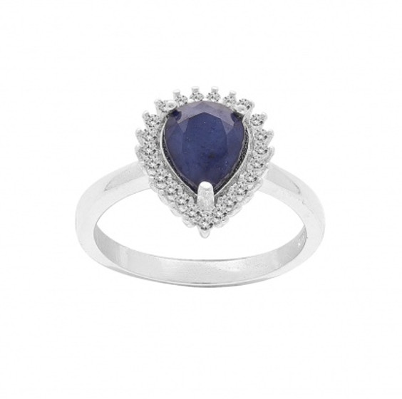 Brilio Silver Luxusní stříbrný prsten se safírem R-FS-5627S 50 mm - Prsteny Prsteny s kamínkem