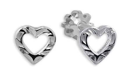 Brilio Silver Minimalistické stříbrné náušnice Srdce 431 001 00985 04 - Náušnice Pecky