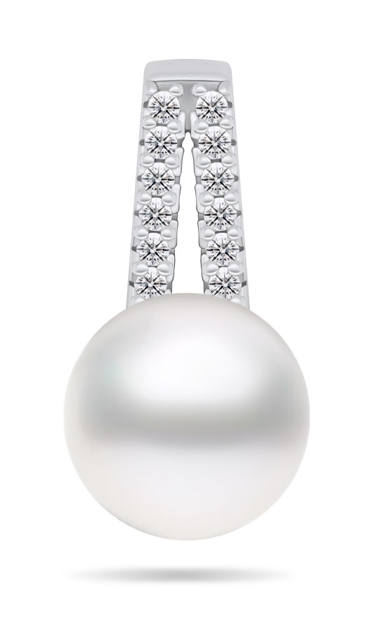 Brilio Silver Moderní stříbrný přívěsek s pravou perlou a zirkony PT102W - Přívěsky a korálky
