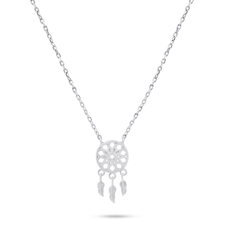 Brilio Silver Módní stříbrný náhrdelník Lapač snů NCL90W - Náhrdelníky