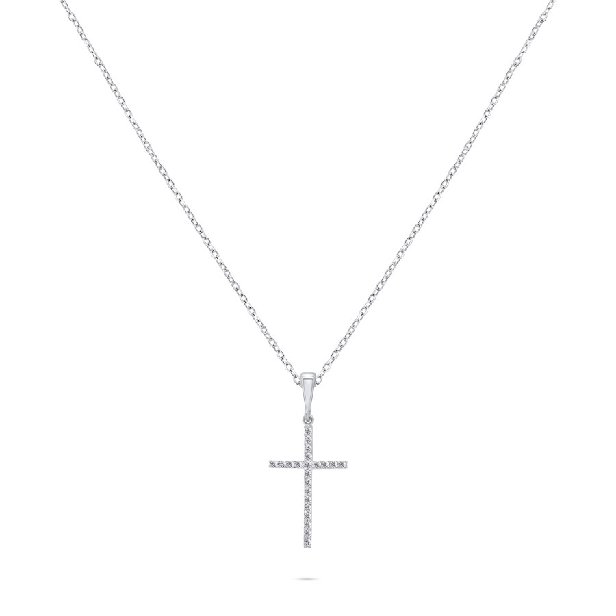 Brilio Silver Nadčasový stříbrný náhrdelník Křížek NCL50W - Náhrdelníky