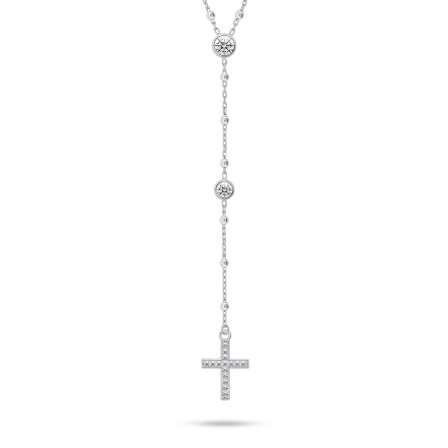 Brilio Silver Nadčasový stříbrný náhrdelník Růženec NCL113W - Náhrdelníky