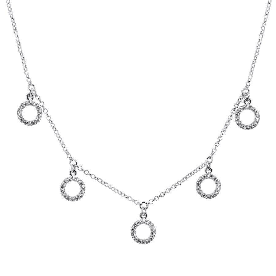 Brilio Silver Nadčasový stříbrný náhrdelník se zirkony NCL19W - Náhrdelníky