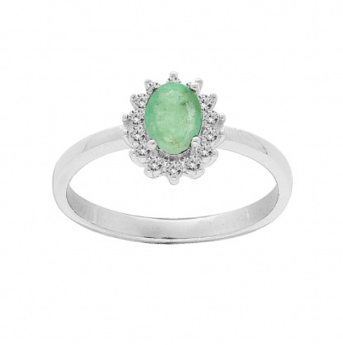 Brilio Silver Nádherný stříbrný prsten se smaragdem R-FS-5626E 50 mm