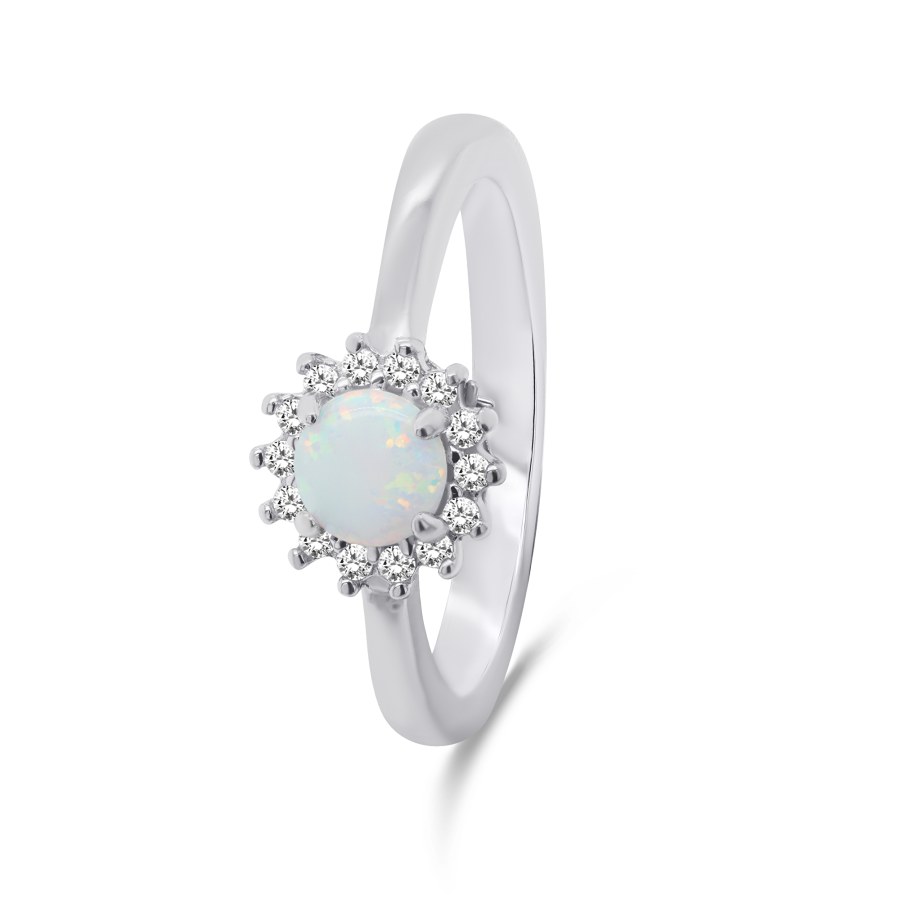 Brilio Silver Nádherný stříbrný prsten s opálem a zirkony RI056W 50 mm - Prsteny Prsteny s kamínkem